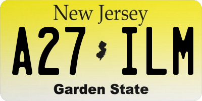 NJ license plate A27ILM