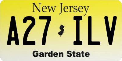 NJ license plate A27ILV