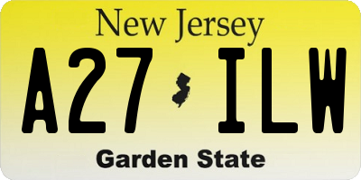 NJ license plate A27ILW