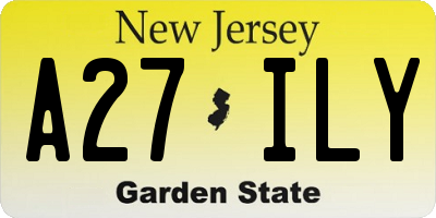 NJ license plate A27ILY