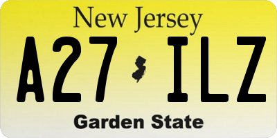 NJ license plate A27ILZ