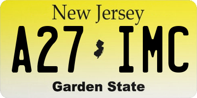 NJ license plate A27IMC