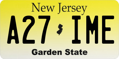 NJ license plate A27IME
