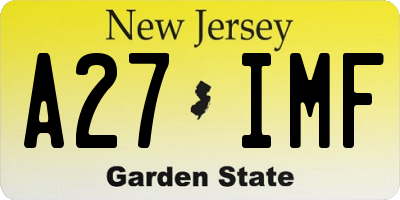 NJ license plate A27IMF