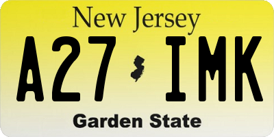 NJ license plate A27IMK