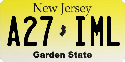 NJ license plate A27IML