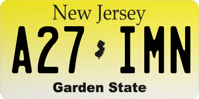 NJ license plate A27IMN
