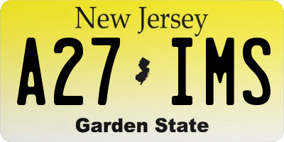 NJ license plate A27IMS