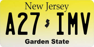 NJ license plate A27IMV