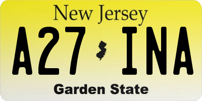 NJ license plate A27INA