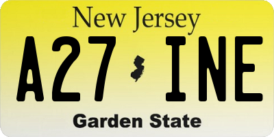 NJ license plate A27INE