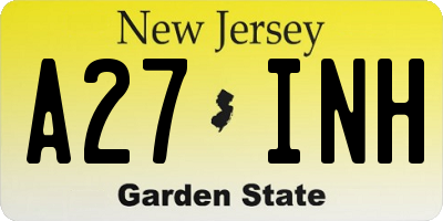 NJ license plate A27INH