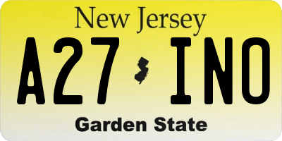 NJ license plate A27INO