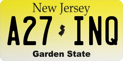 NJ license plate A27INQ