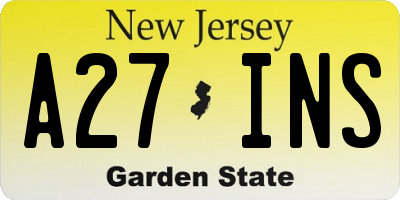 NJ license plate A27INS