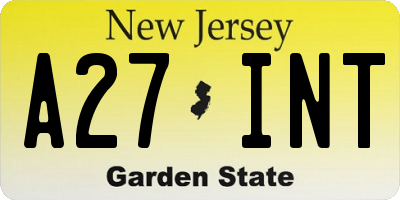NJ license plate A27INT