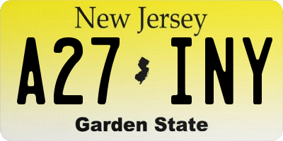 NJ license plate A27INY