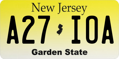 NJ license plate A27IOA