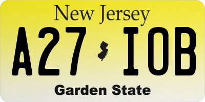 NJ license plate A27IOB