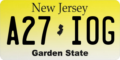 NJ license plate A27IOG