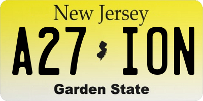 NJ license plate A27ION