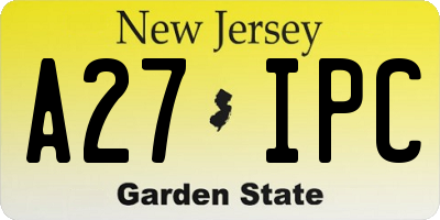 NJ license plate A27IPC