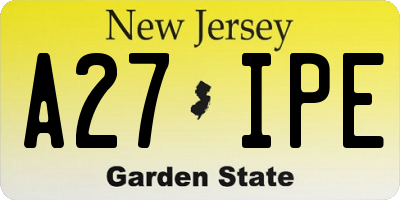 NJ license plate A27IPE