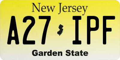 NJ license plate A27IPF