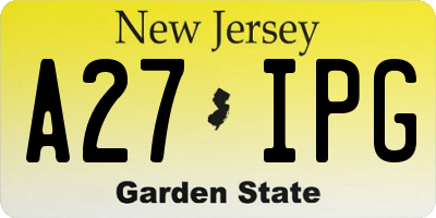 NJ license plate A27IPG