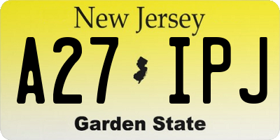 NJ license plate A27IPJ
