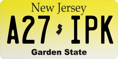 NJ license plate A27IPK