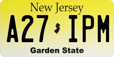 NJ license plate A27IPM