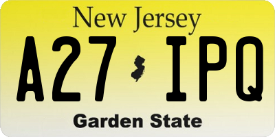NJ license plate A27IPQ