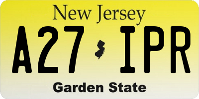 NJ license plate A27IPR