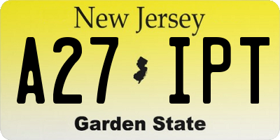 NJ license plate A27IPT