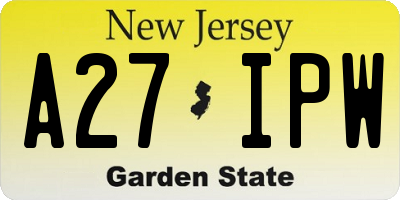 NJ license plate A27IPW