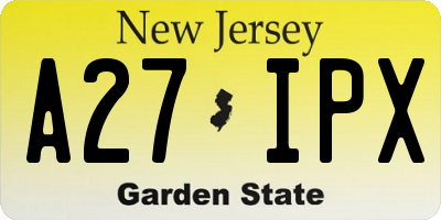 NJ license plate A27IPX