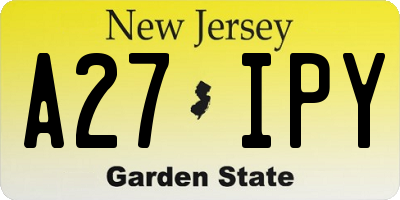 NJ license plate A27IPY
