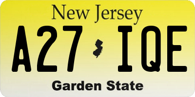 NJ license plate A27IQE