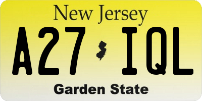 NJ license plate A27IQL