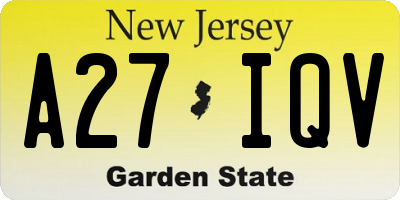 NJ license plate A27IQV