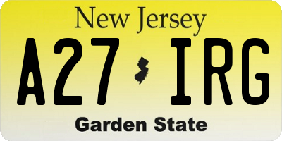 NJ license plate A27IRG