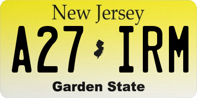 NJ license plate A27IRM