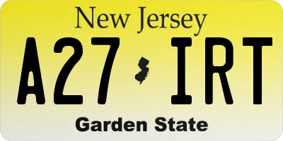 NJ license plate A27IRT