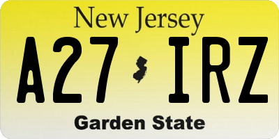 NJ license plate A27IRZ