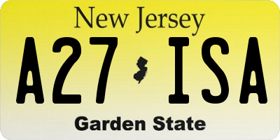 NJ license plate A27ISA