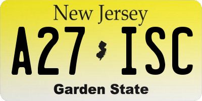 NJ license plate A27ISC