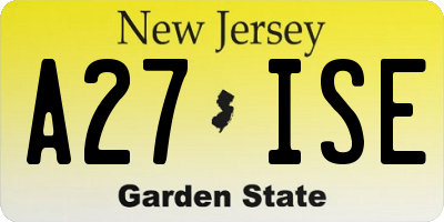 NJ license plate A27ISE