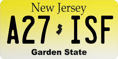 NJ license plate A27ISF