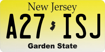 NJ license plate A27ISJ